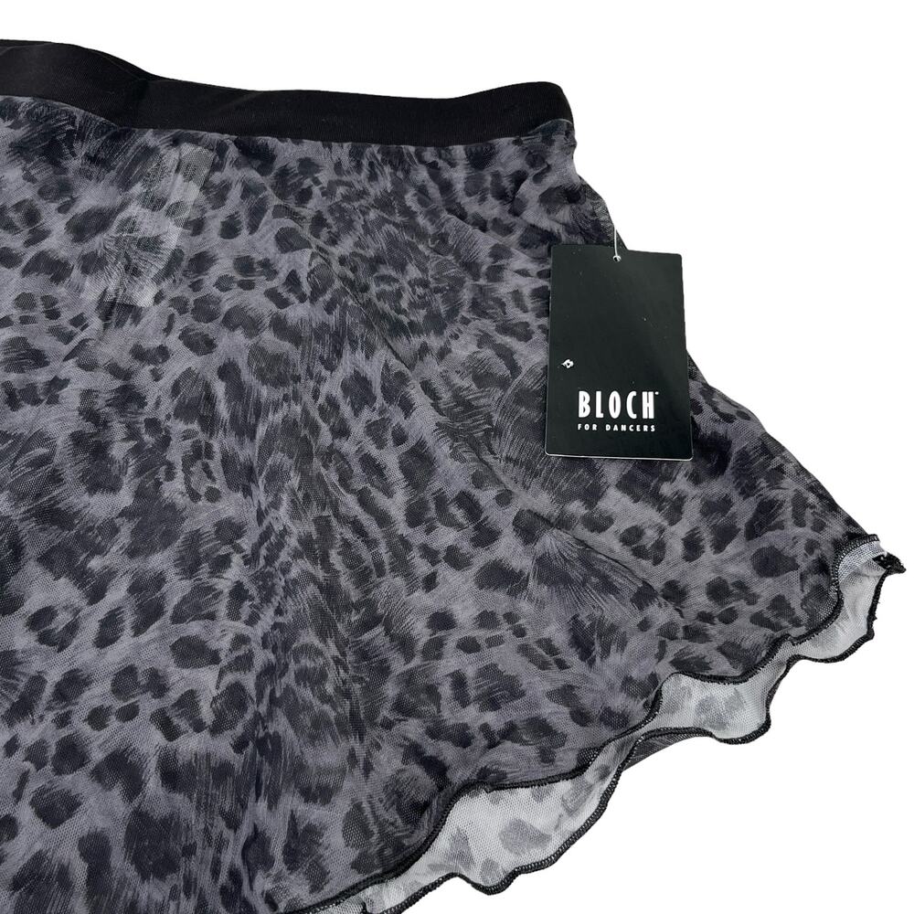 Bloch Ladies Janise Animal Print Mesh Pull On Skirt M Black Gray New - Picture 6 of 12